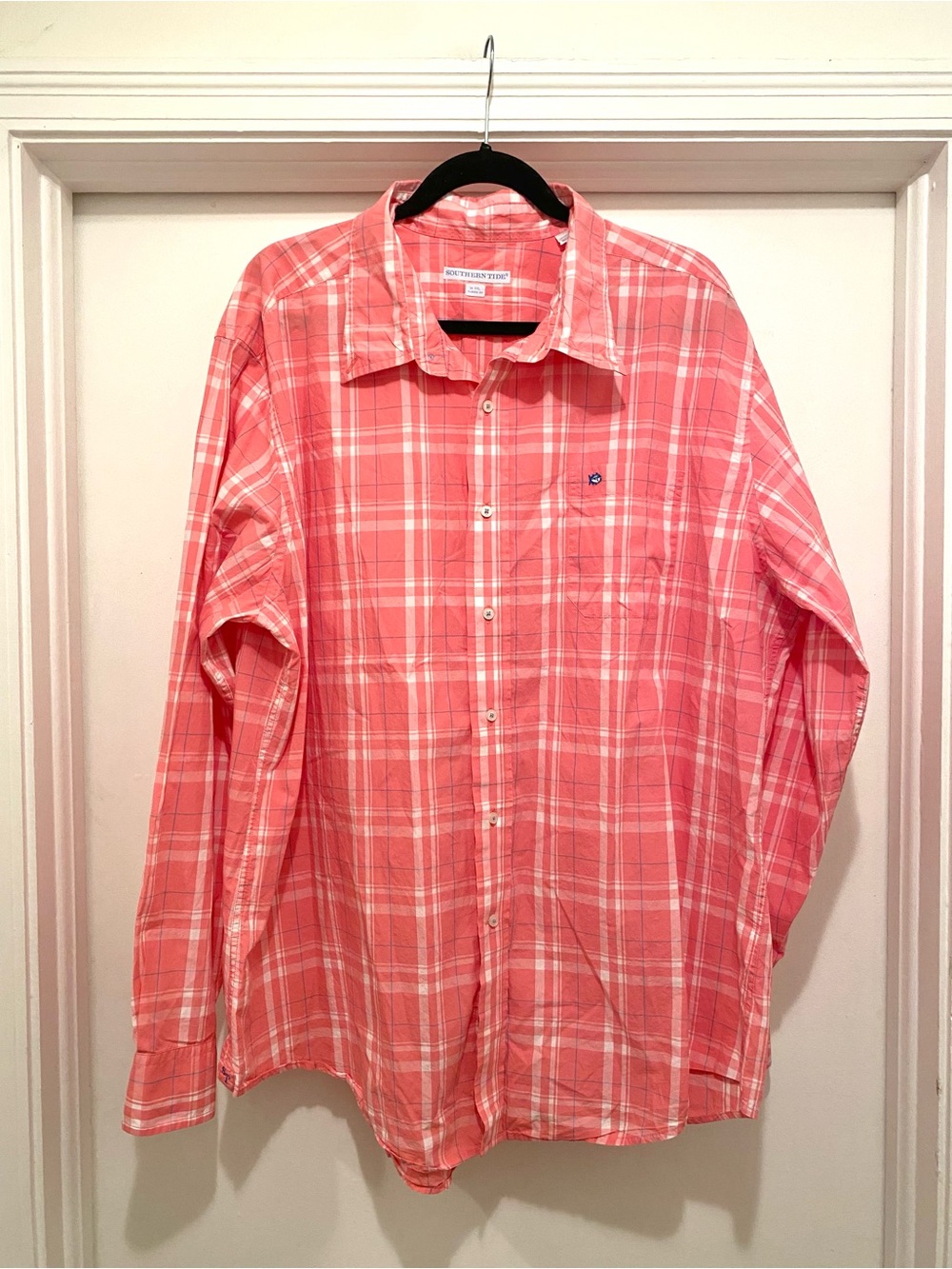 Southern Tide Classic Fit Coral Beach Button Down Shirt Size XXL Plaid preppy